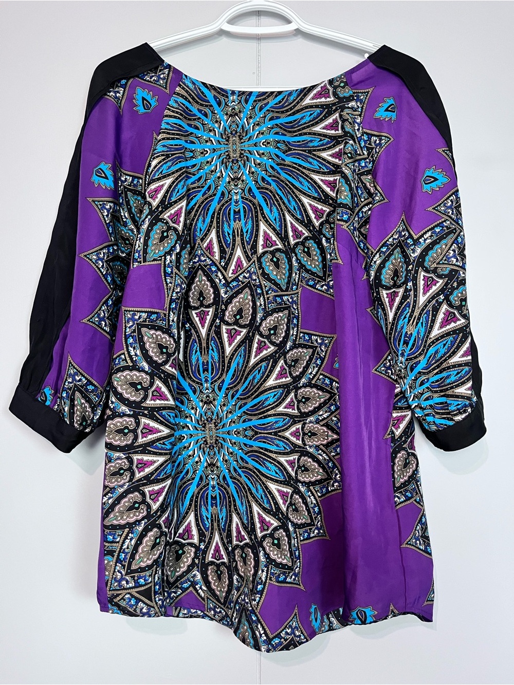 Nicole by Nicole Miller Purple Paisley Tunic Blouse Medium